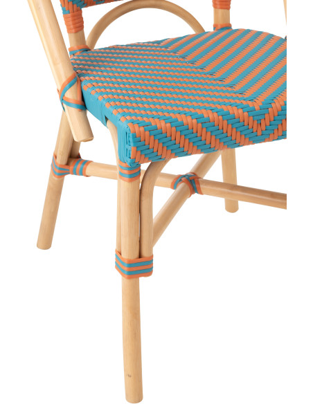 CHAISE GEO ROTIN OR/TURQ (48x59x86cm) 