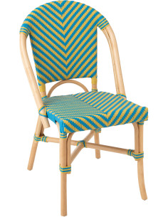 CHAISE GEO ROTIN JAU/AZ (48x59x86cm) 