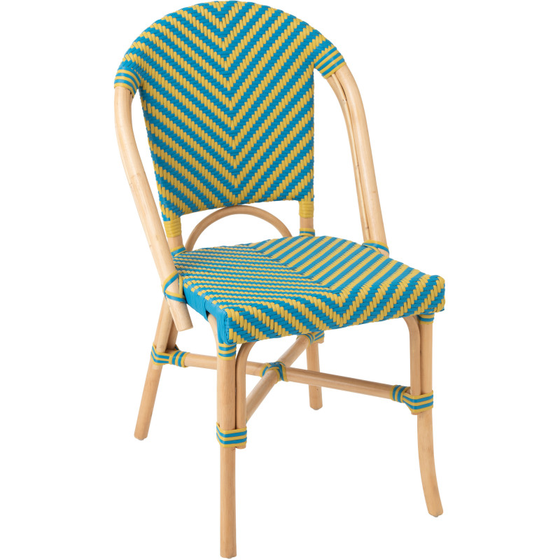 CHAISE GEO ROTIN JAU/AZ (48x59x86cm) 
