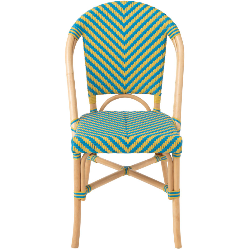 CHAISE GEO ROTIN JAU/AZ (48x59x86cm) 
