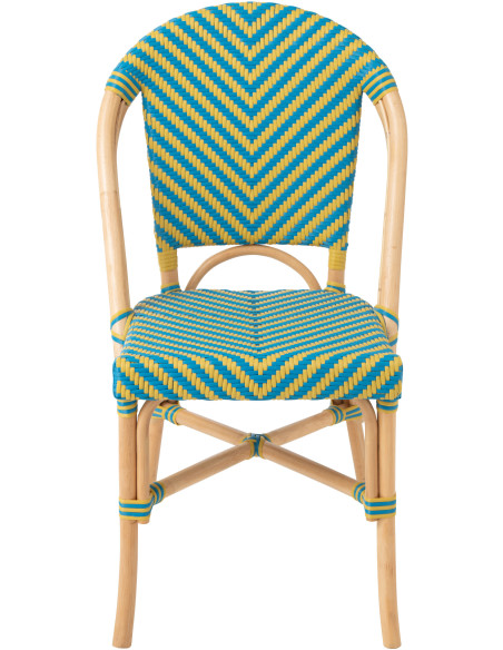 CHAISE GEO ROTIN JAU/AZ (48x59x86cm) 