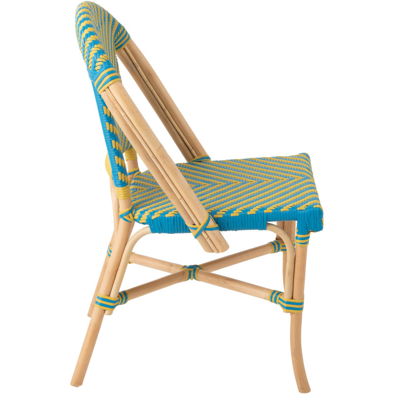 CHAISE GEO ROTIN JAU/AZ (48x59x86cm) 