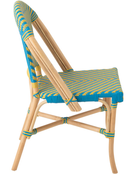 CHAISE GEO ROTIN JAU/AZ (48x59x86cm) 