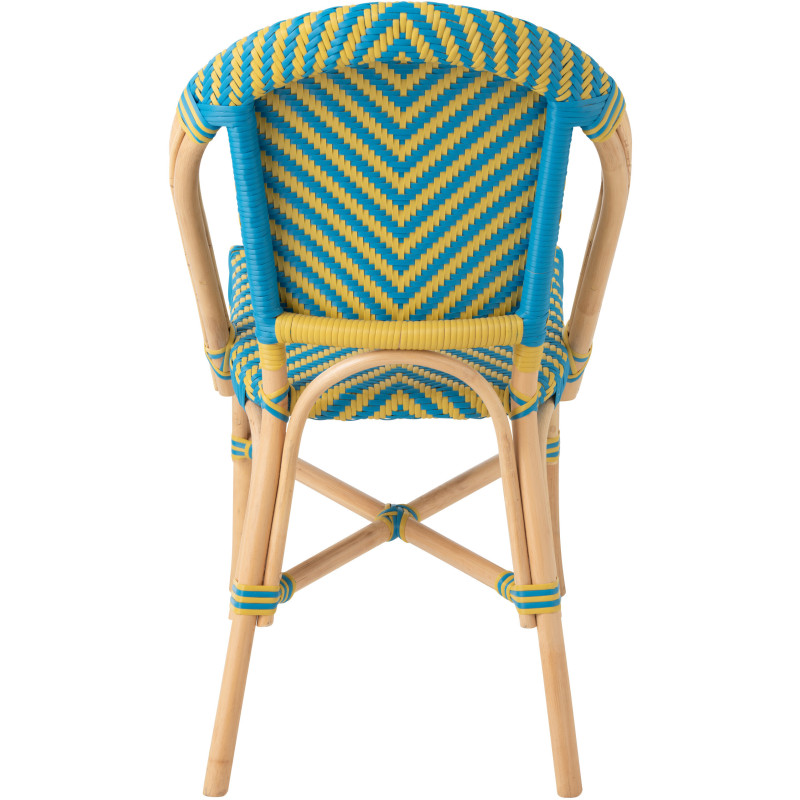 CHAISE GEO ROTIN JAU/AZ (48x59x86cm) 