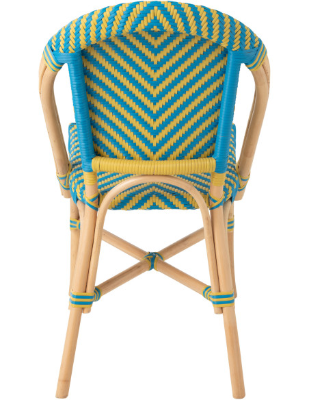 CHAISE GEO ROTIN JAU/AZ (48x59x86cm) 
