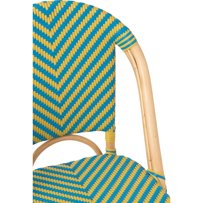 CHAISE GEO ROTIN JAU/AZ (48x59x86cm) 