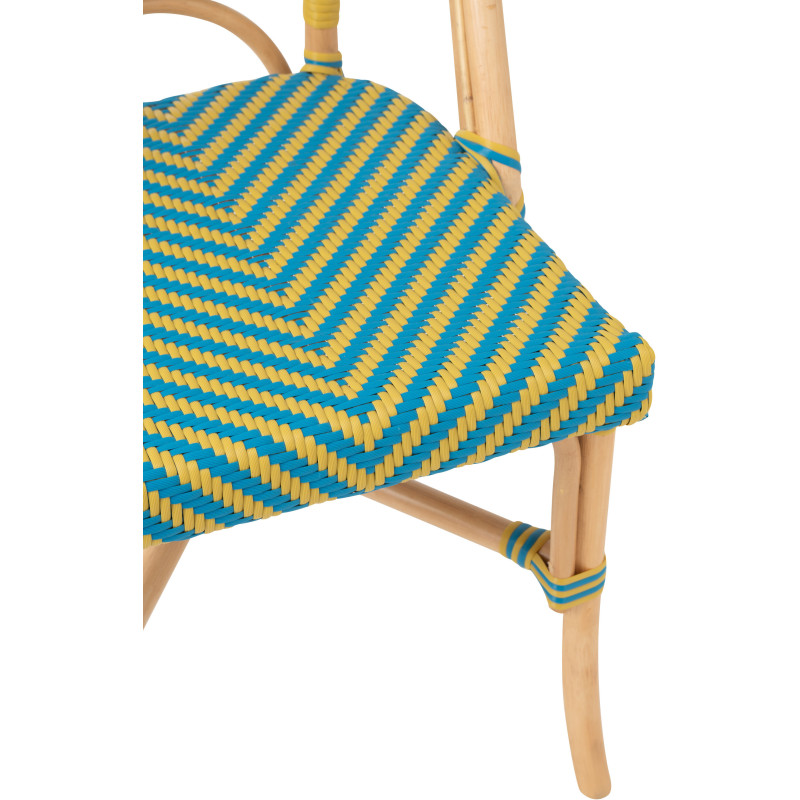 CHAISE GEO ROTIN JAU/AZ (48x59x86cm) 