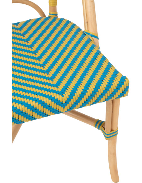 CHAISE GEO ROTIN JAU/AZ (48x59x86cm) 