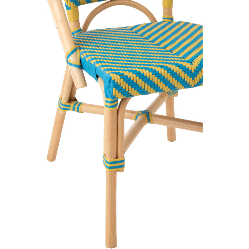 CHAISE GEO ROTIN JAU/AZ (48x59x86cm) 