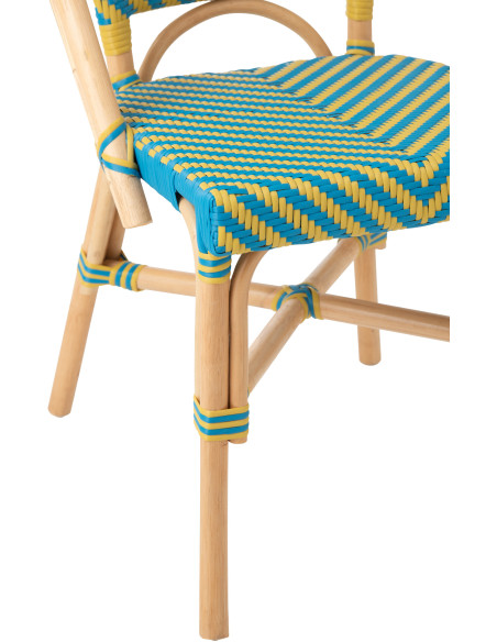 CHAISE GEO ROTIN JAU/AZ (48x59x86cm) 