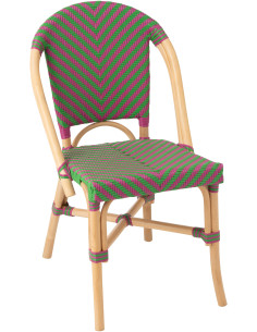CHAISE GEO ROTIN ROSE/VERT (48x59x86cm) 