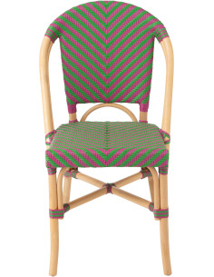 CHAISE GEO ROTIN ROSE/VERT (48x59x86cm) 
