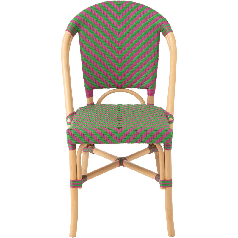 CHAISE GEO ROTIN ROSE/VERT (48x59x86cm) 