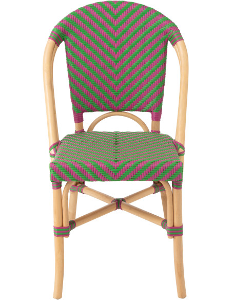 CHAISE GEO ROTIN ROSE/VERT (48x59x86cm) 