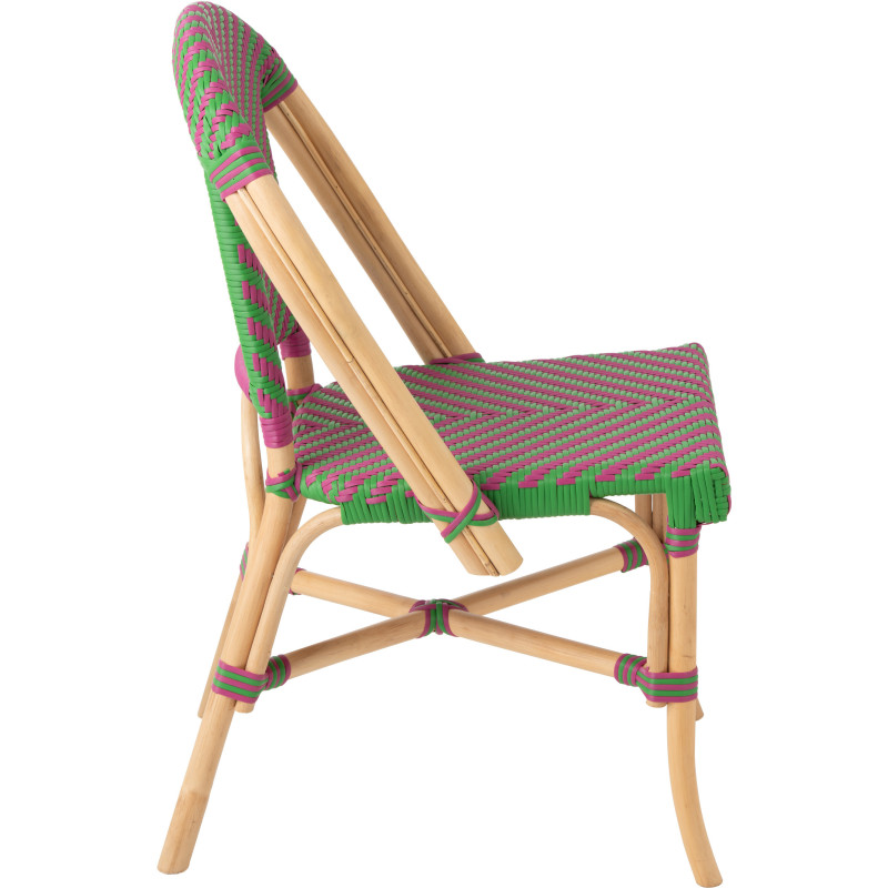 CHAISE GEO ROTIN ROSE/VERT (48x59x86cm) 