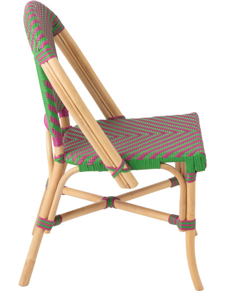 CHAISE GEO ROTIN ROSE/VERT (48x59x86cm) 