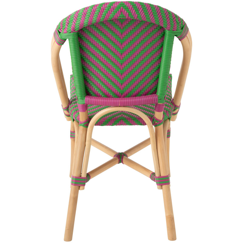 CHAISE GEO ROTIN ROSE/VERT (48x59x86cm) 