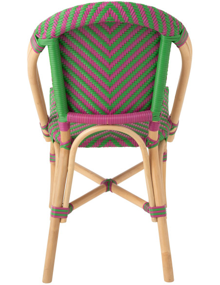 CHAISE GEO ROTIN ROSE/VERT (48x59x86cm) 