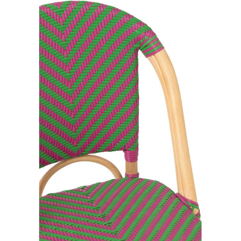 CHAISE GEO ROTIN ROSE/VERT (48x59x86cm) 