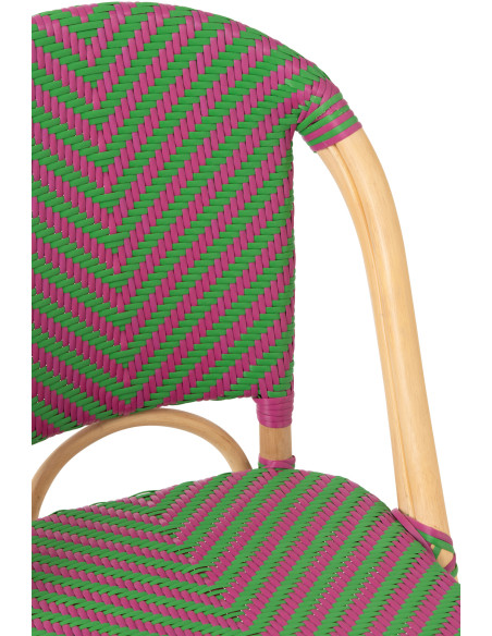 CHAISE GEO ROTIN ROSE/VERT (48x59x86cm) 