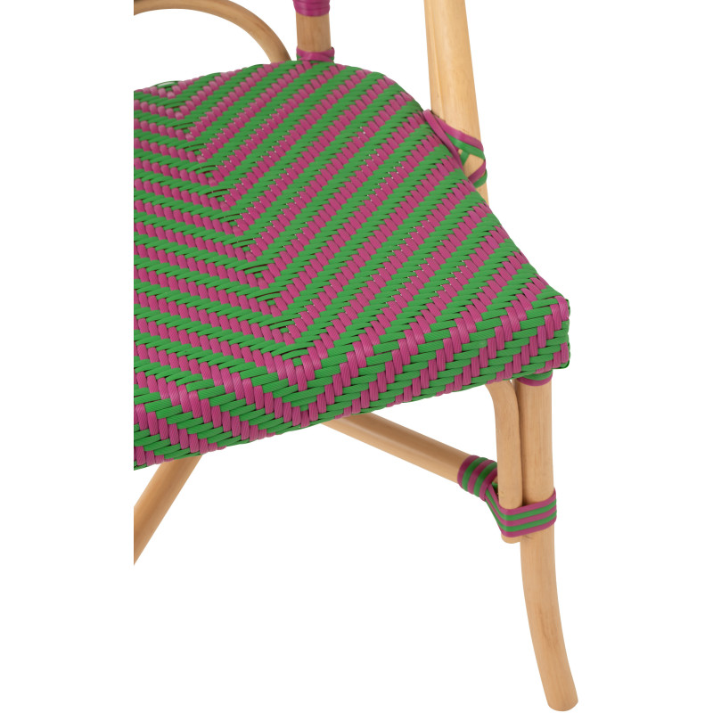 CHAISE GEO ROTIN ROSE/VERT (48x59x86cm) 