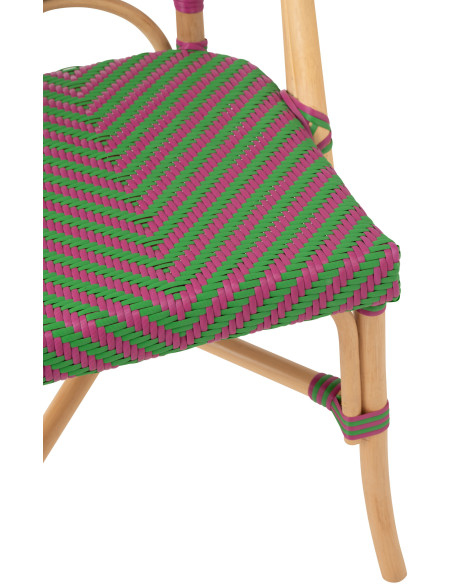 CHAISE GEO ROTIN ROSE/VERT (48x59x86cm) 