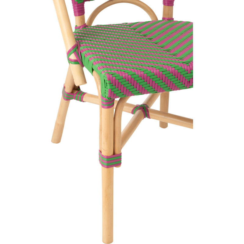 CHAISE GEO ROTIN ROSE/VERT (48x59x86cm) 