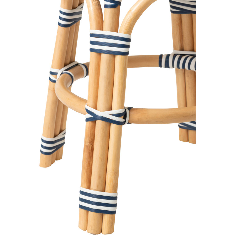 TABOURET GEO ROTIN BLEU/BLANC (50x50x46cm) 