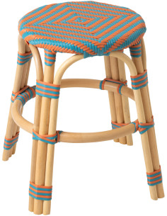 TABOURET GEO ROTIN OR/TURQ (50x50x46cm) 