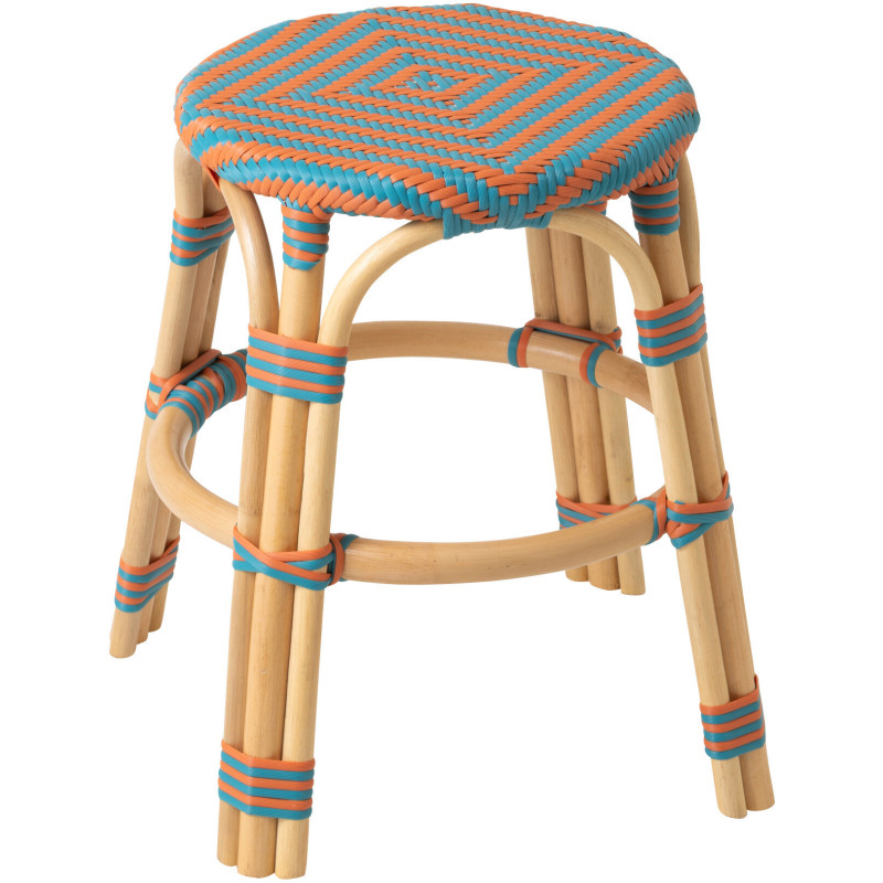 TABOURET GEO ROTIN OR/TURQ (50x50x46cm) 
