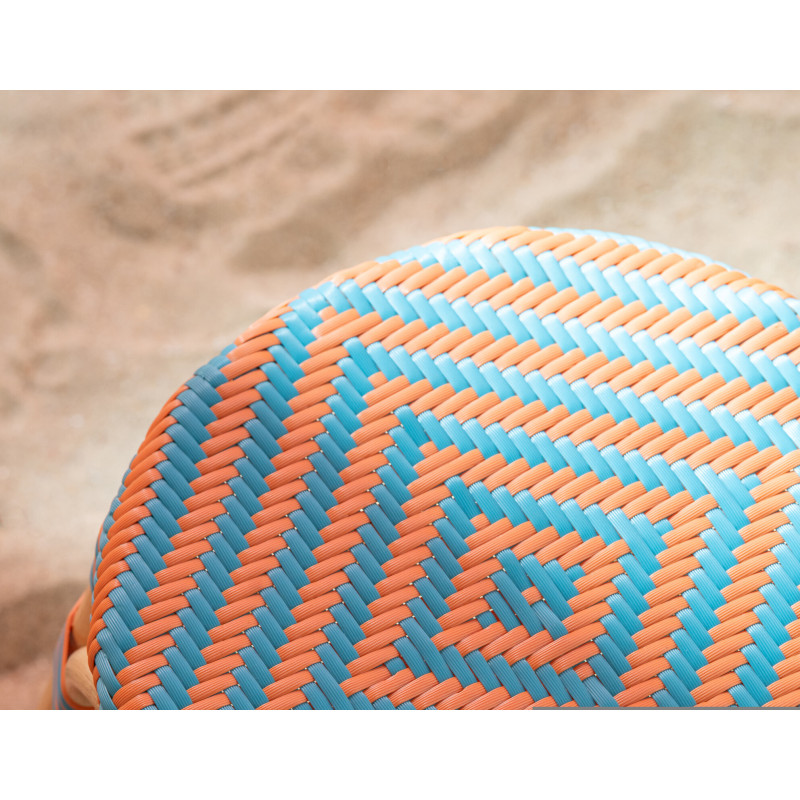 TABOURET GEO ROTIN OR/TURQ (50x50x46cm) 