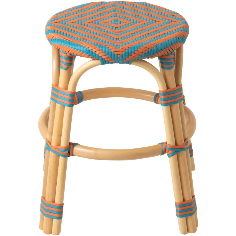 TABOURET GEO ROTIN OR/TURQ (50x50x46cm) 