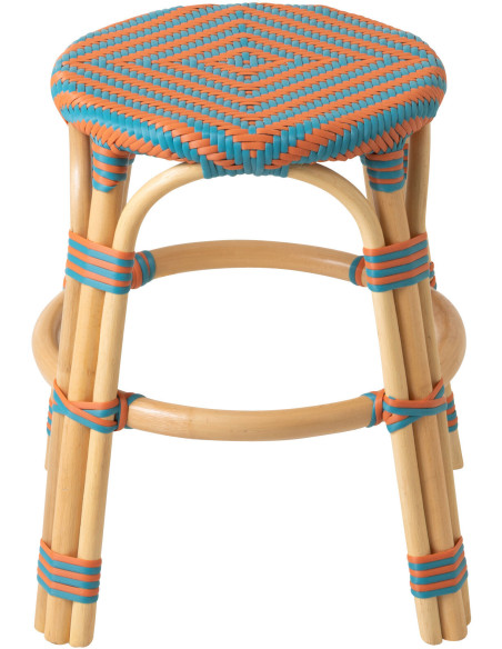 TABOURET GEO ROTIN OR/TURQ (50x50x46cm) 