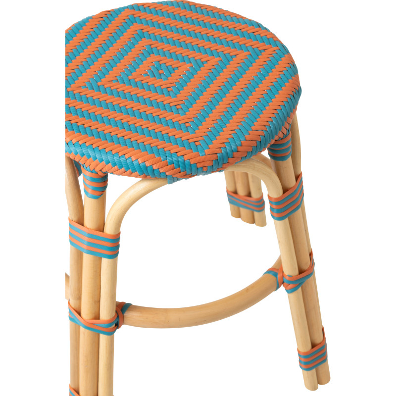 TABOURET GEO ROTIN OR/TURQ (50x50x46cm) 
