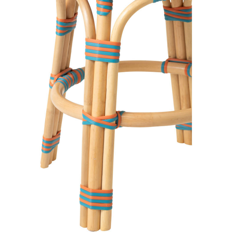 TABOURET GEO ROTIN OR/TURQ (50x50x46cm) 