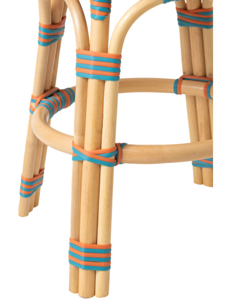 TABOURET GEO ROTIN OR/TURQ (50x50x46cm) 