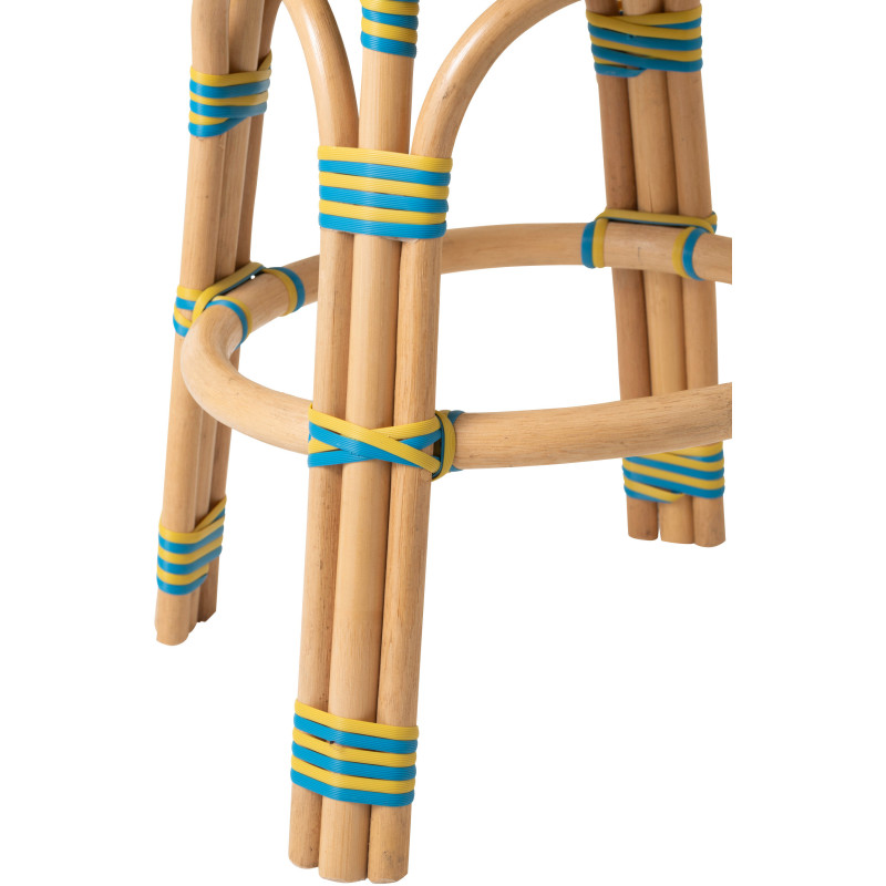 TABOURET GEO ROTIN JAU/AZ (50x50x46cm) 