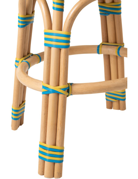 TABOURET GEO ROTIN JAU/AZ (50x50x46cm) 
