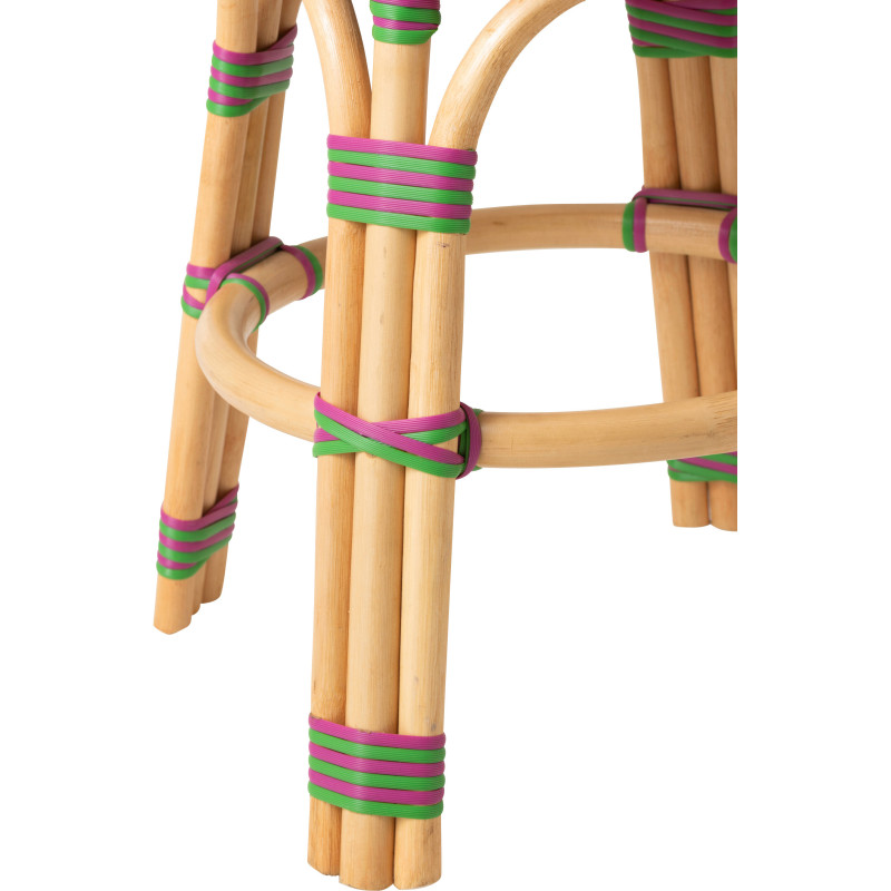 TABOURET GEO ROTIN ROSE/VERT (50x50x46cm) 