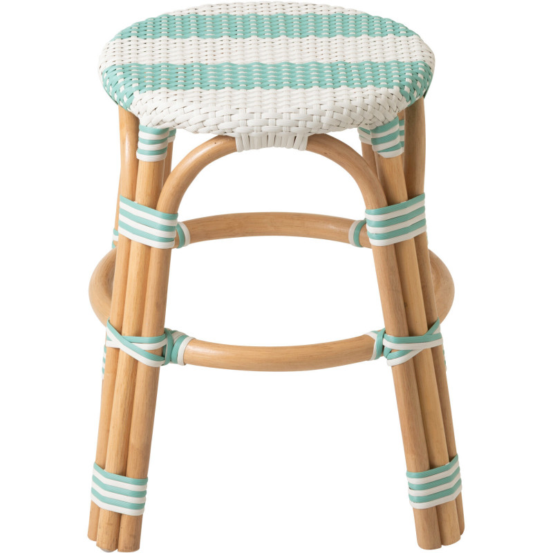 TABOURET LIGNÉ ROTIN BL/BLA (50x50x46cm) 