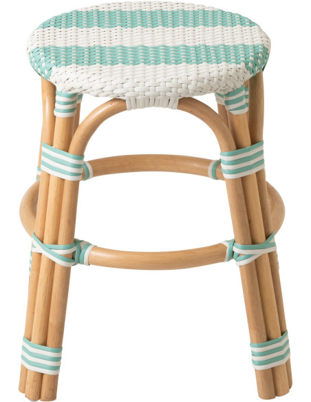 TABOURET LIGNÉ ROTIN BL/BLA (50x50x46cm) 