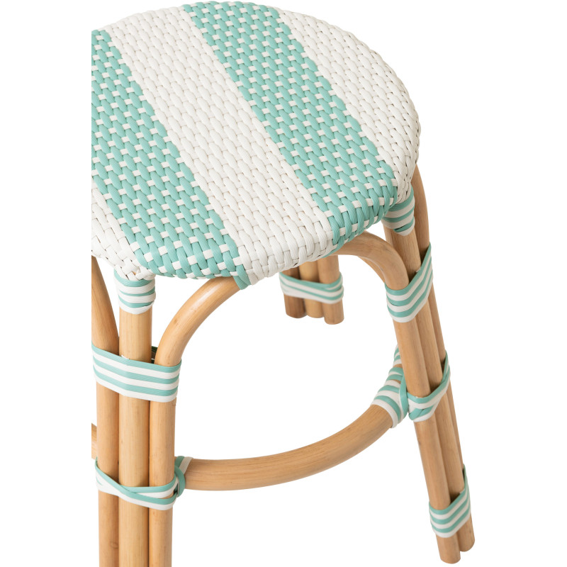 TABOURET LIGNÉ ROTIN BL/BLA (50x50x46cm) 