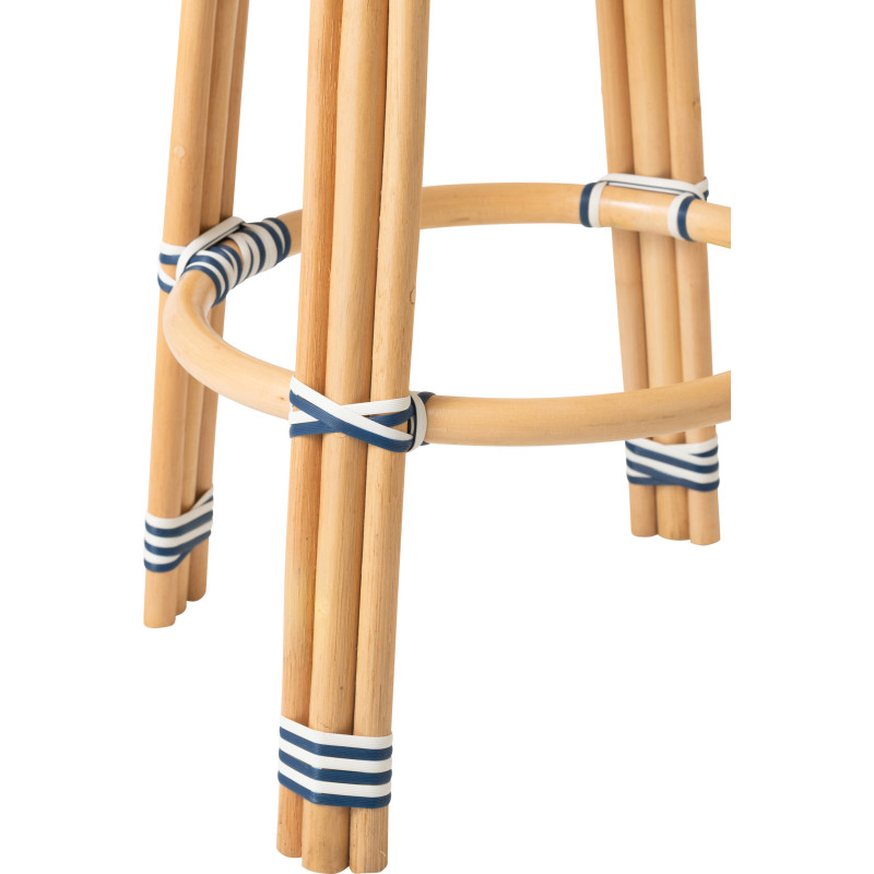 TABOURET GEO ROTIN BLEU/BLANC (53x53x66cm) 