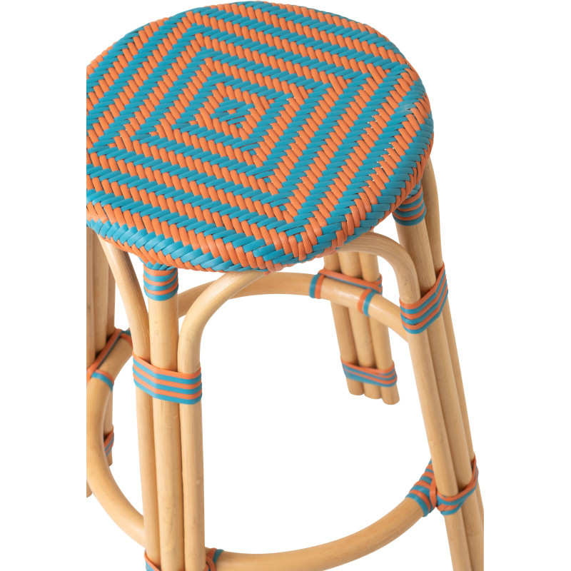TABOURET GEO ROTIN OR/TURQ (53x53x66cm) 
