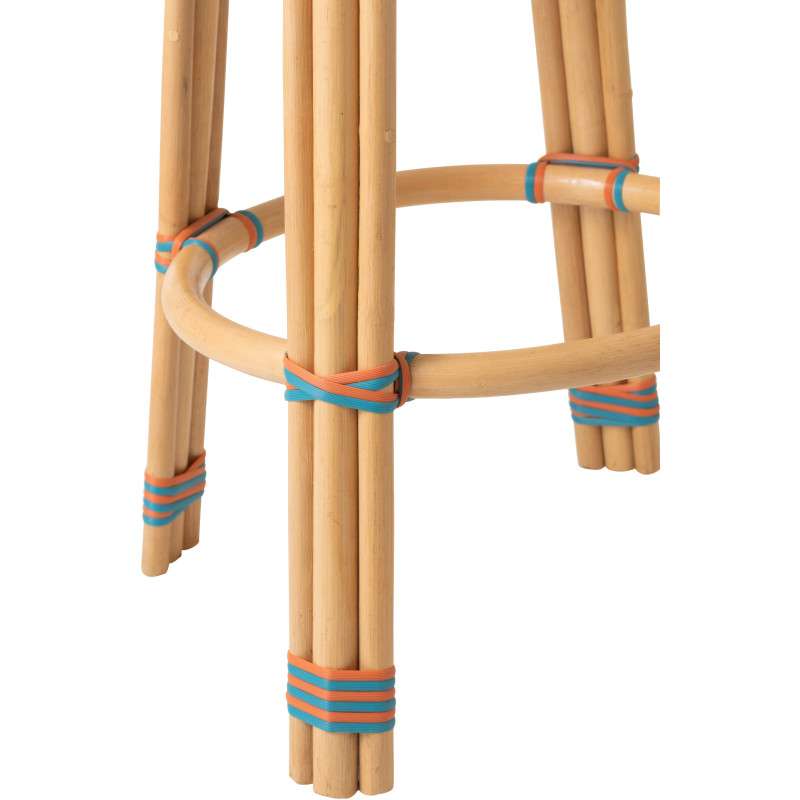 TABOURET GEO ROTIN OR/TURQ (53x53x66cm) 