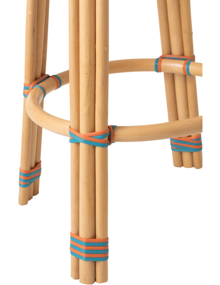 TABOURET GEO ROTIN OR/TURQ (53x53x66cm) 