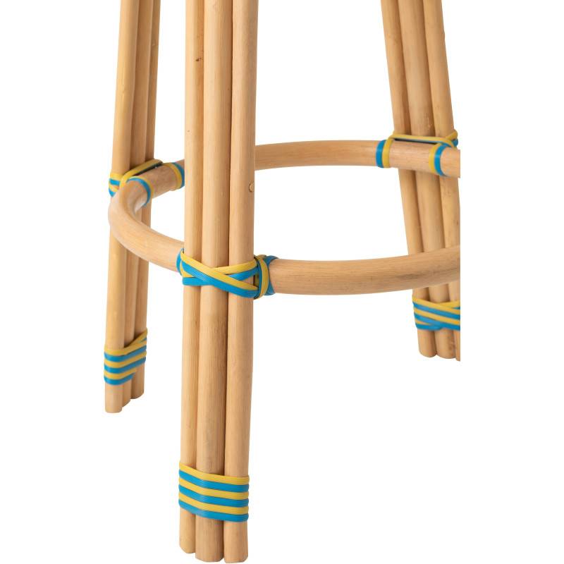 TABOURET GEO ROTIN JAU/AZ (53x53x66cm) 