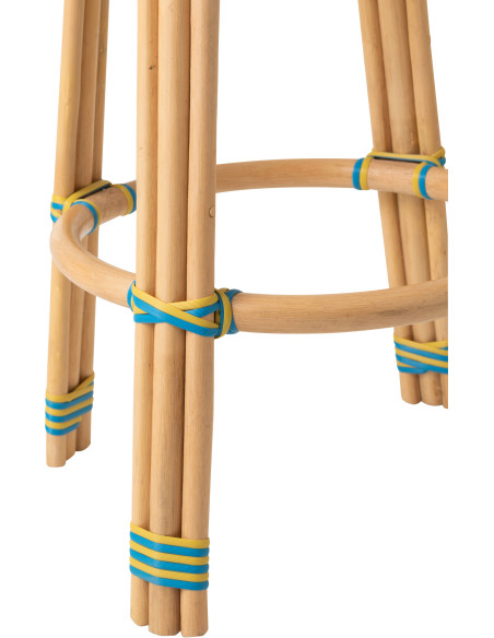 TABOURET GEO ROTIN JAU/AZ (53x53x66cm) 