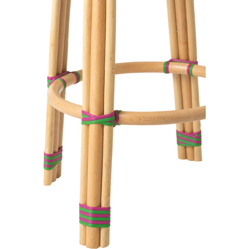 TABOURET GEO ROTIN ROSE/VERT (53x53x66cm) 