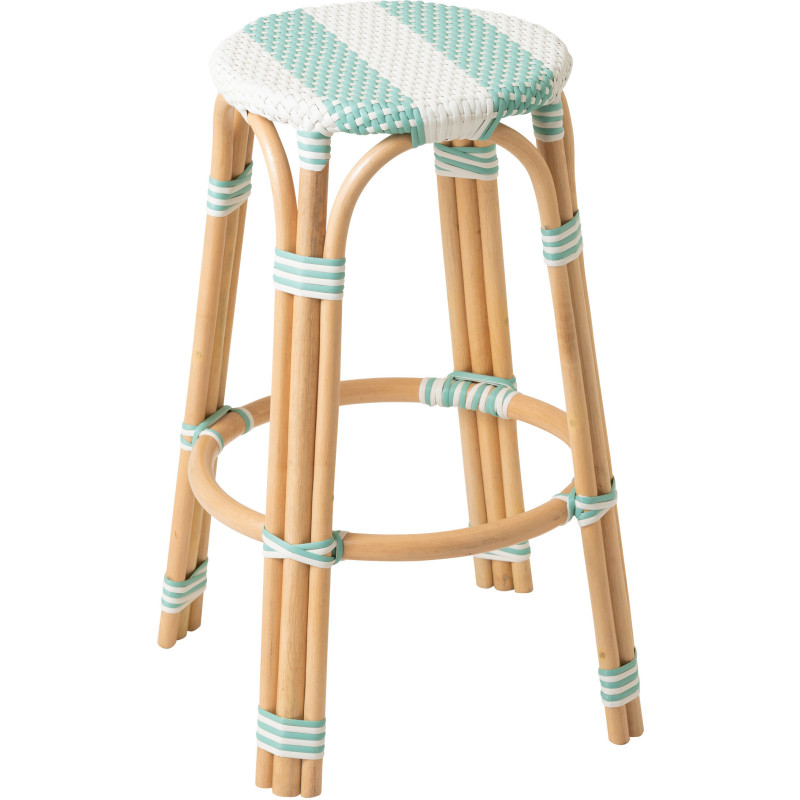 TABOURET LIGNÉ ROTIN BL/BLA (53x53x66cm) 
